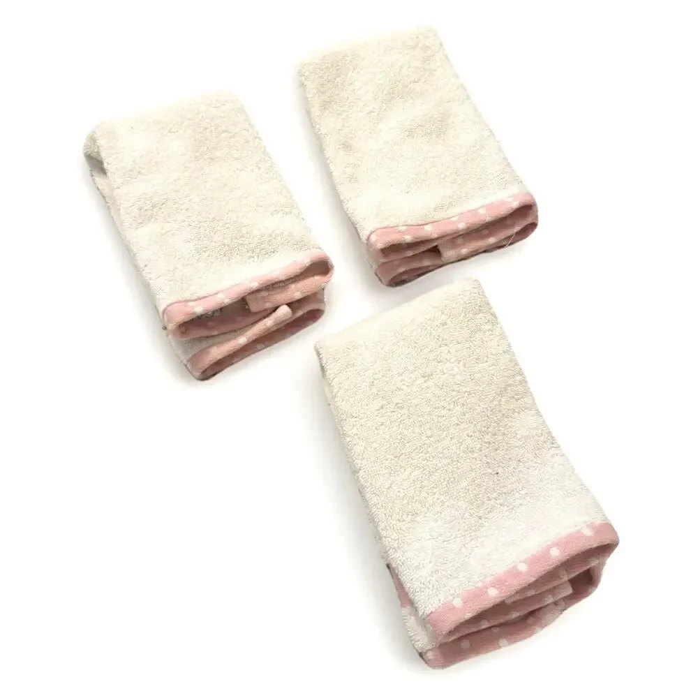VINTAGE Casaba Hand Towels White With Pink Polka Dot SET Of 3 Made in Turkey